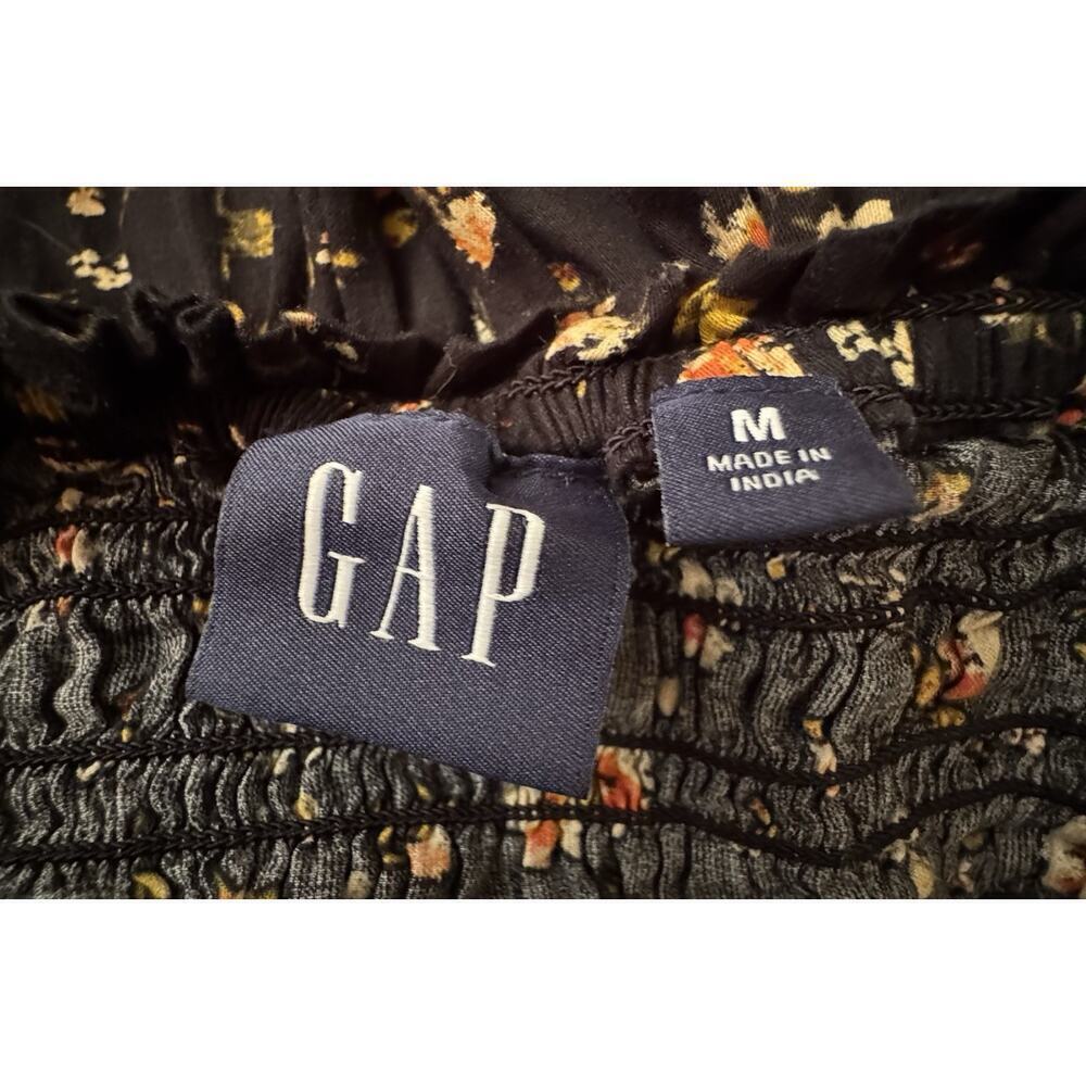 Gap Dress Women's Multicolor Floral Midi Puff Sleeve Smocked Waist Size M - Picture 6 of 8